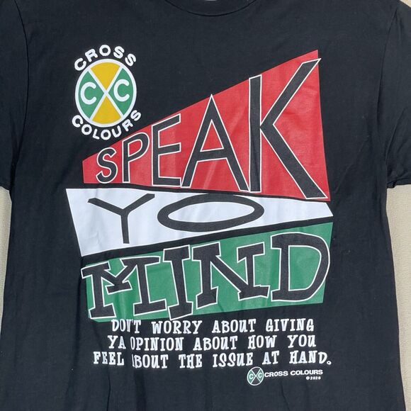 Cross Coluors T-Shirt Mens Medium Black Speak Yo Mind Crewneck Adult NWT - Picture 3 of 14